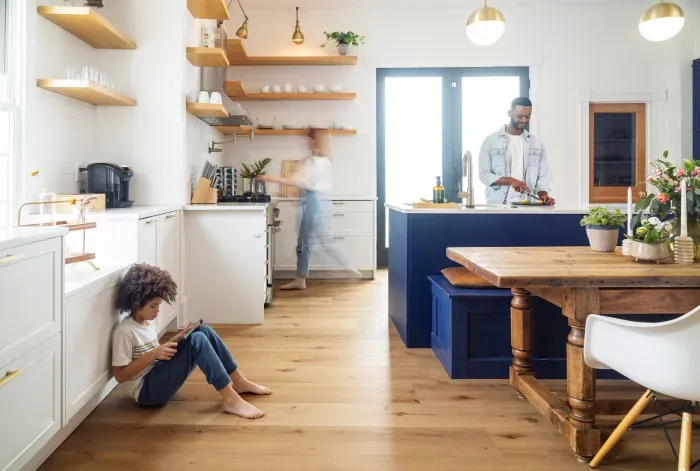 Family in kitchen